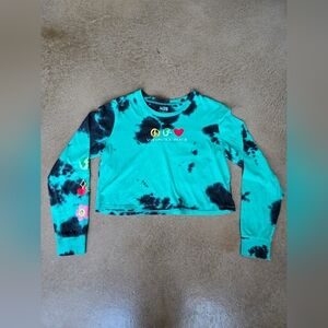 ALO Yoga Teal Tie-Dye Long Sleeve Tee